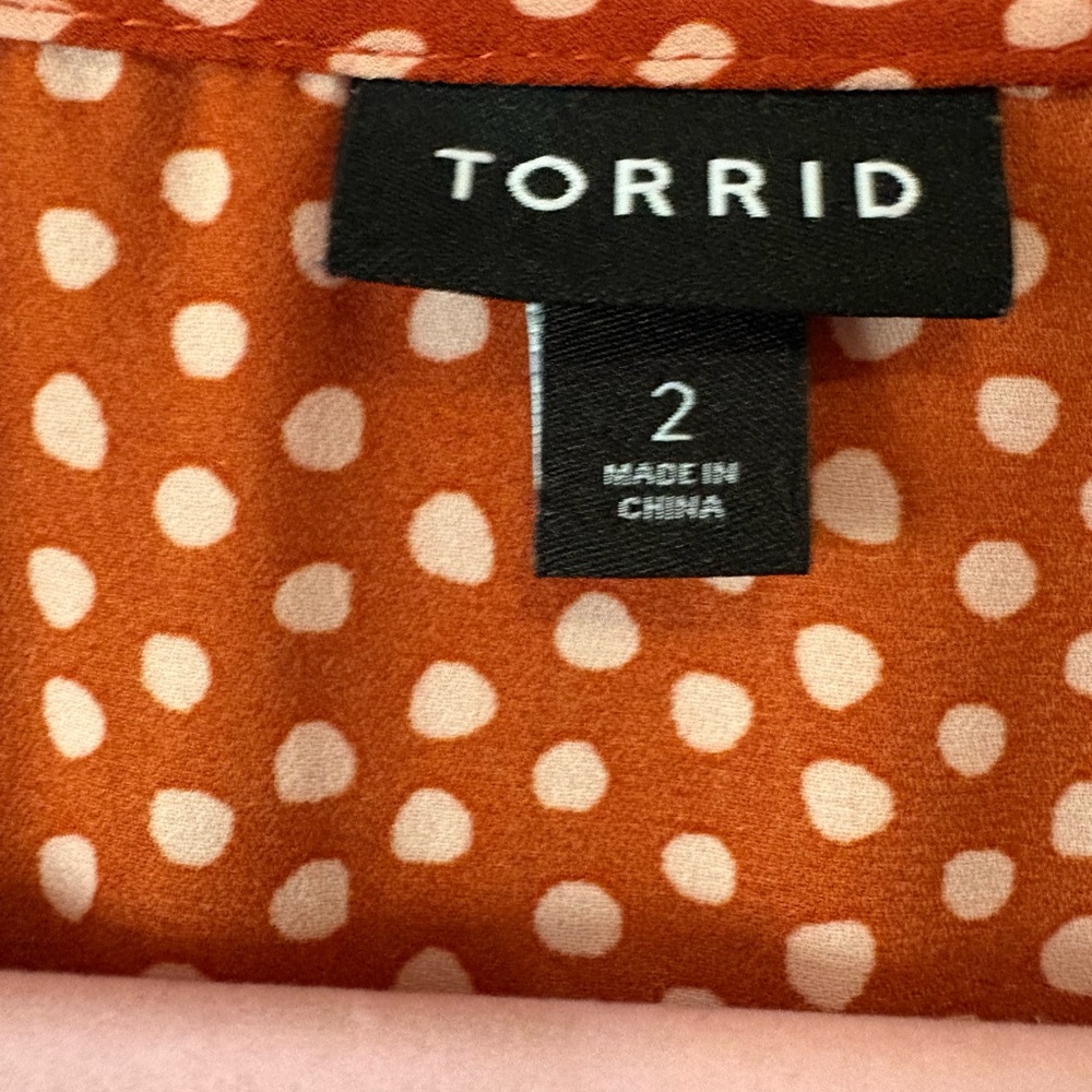 Torrid Red Polka Dot Blouse - Picture 2 of 6